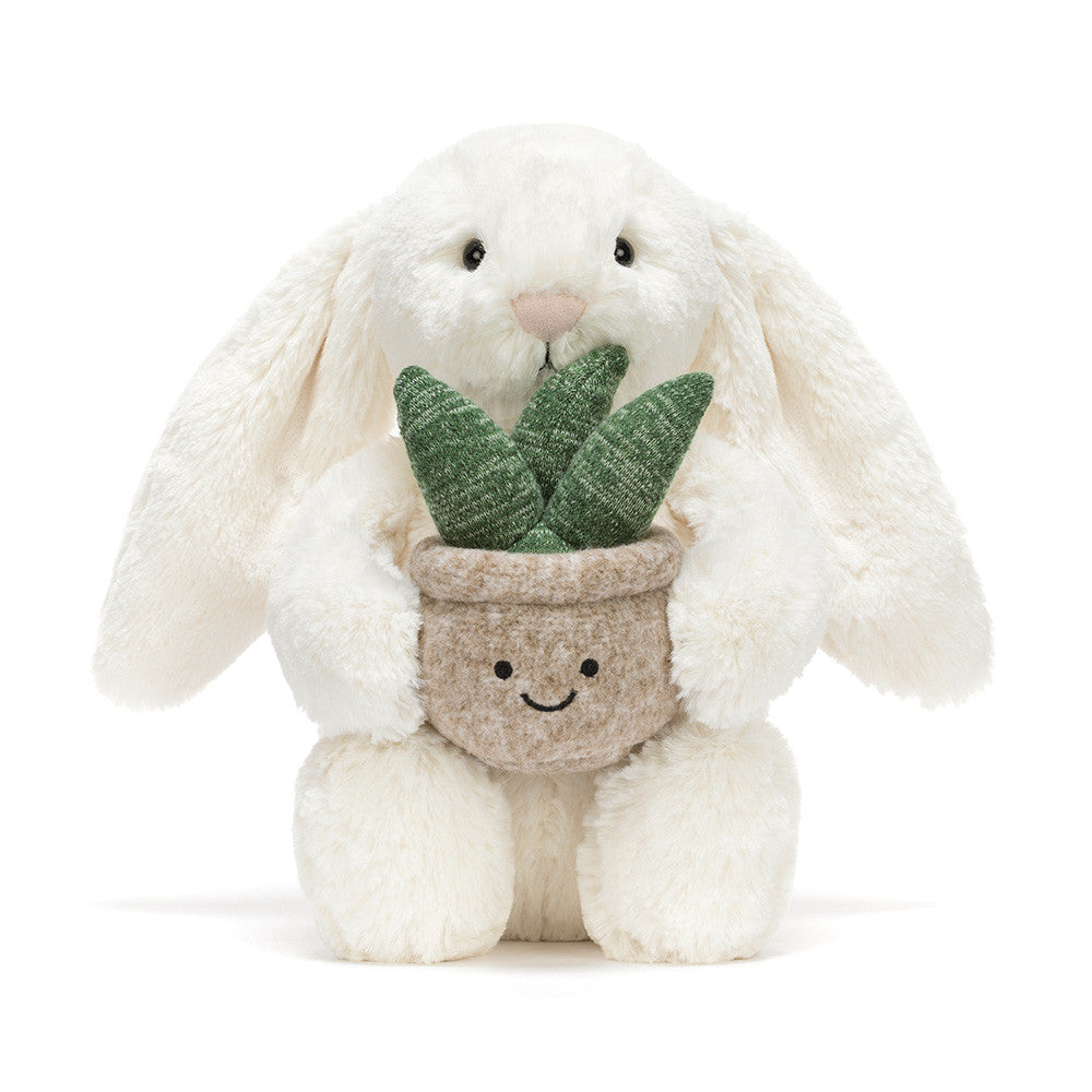 Cream Bunny with Plant Cream Bunny with Plant