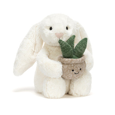 Cream Bunny with Plant Cream Bunny with Plant